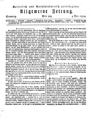 Kaiserlich- und Kurpfalzbairisch privilegirte allgemeine Zeitung (Allgemeine Zeitung) Sonntag 4. Dezember 1803