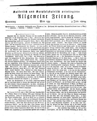 Kaiserlich- und Kurpfalzbairisch privilegirte allgemeine Zeitung (Allgemeine Zeitung) Sonntag 3. Juni 1804