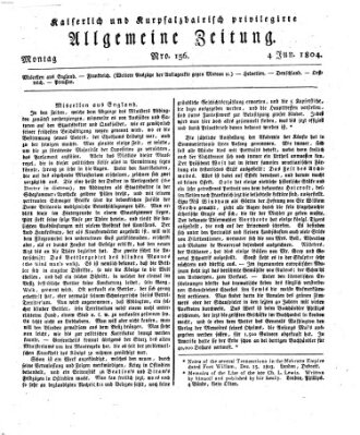 Kaiserlich- und Kurpfalzbairisch privilegirte allgemeine Zeitung (Allgemeine Zeitung) Montag 4. Juni 1804