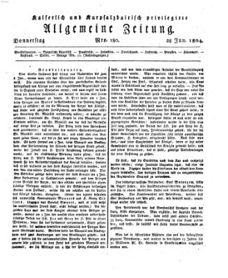 Kaiserlich- und Kurpfalzbairisch privilegirte allgemeine Zeitung (Allgemeine Zeitung) Donnerstag 28. Juni 1804