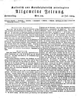 Kaiserlich- und Kurpfalzbairisch privilegirte allgemeine Zeitung (Allgemeine Zeitung) Donnerstag 26. Juli 1804