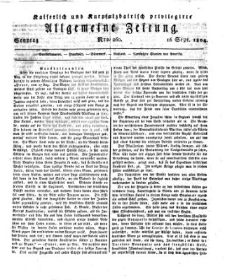 Kaiserlich- und Kurpfalzbairisch privilegirte allgemeine Zeitung (Allgemeine Zeitung) Sonntag 16. September 1804