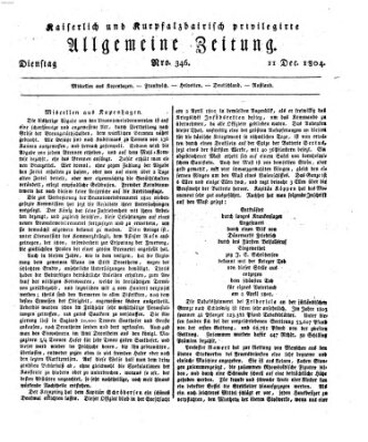 Kaiserlich- und Kurpfalzbairisch privilegirte allgemeine Zeitung (Allgemeine Zeitung) Dienstag 11. Dezember 1804