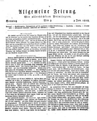 Allgemeine Zeitung Sonntag 3. Januar 1808