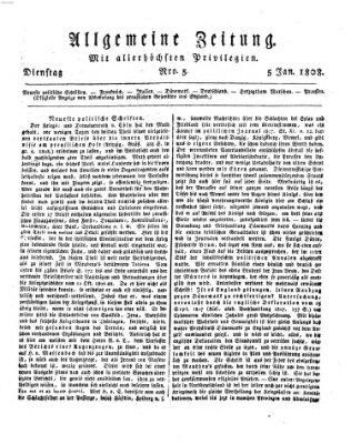 Allgemeine Zeitung Dienstag 5. Januar 1808