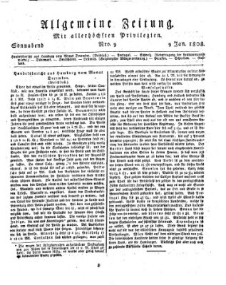 Allgemeine Zeitung Samstag 9. Januar 1808