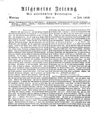 Allgemeine Zeitung Montag 11. Januar 1808