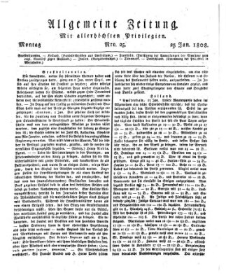 Allgemeine Zeitung Montag 25. Januar 1808