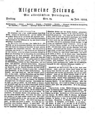 Allgemeine Zeitung Freitag 29. Januar 1808