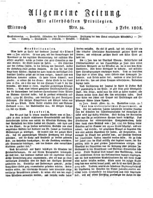 Allgemeine Zeitung Mittwoch 3. Februar 1808