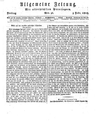 Allgemeine Zeitung Freitag 5. Februar 1808