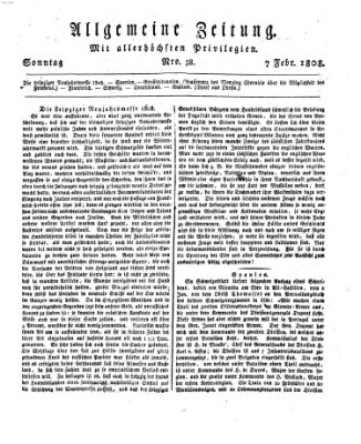 Allgemeine Zeitung Sonntag 7. Februar 1808