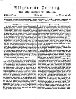 Allgemeine Zeitung Donnerstag 11. Februar 1808