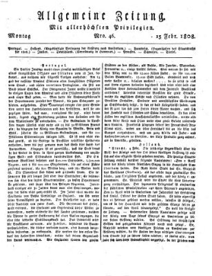 Allgemeine Zeitung Montag 15. Februar 1808