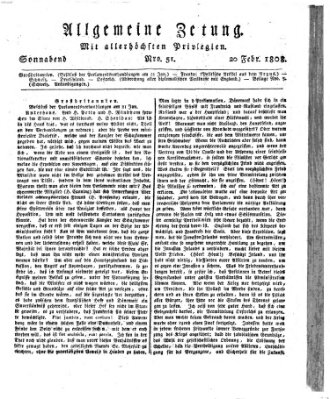 Allgemeine Zeitung Samstag 20. Februar 1808