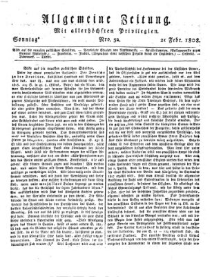 Allgemeine Zeitung Sonntag 21. Februar 1808