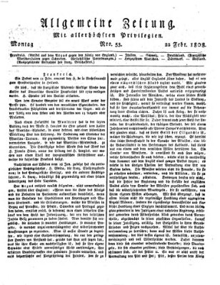 Allgemeine Zeitung Montag 22. Februar 1808