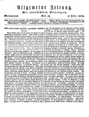 Allgemeine Zeitung Samstag 27. Februar 1808