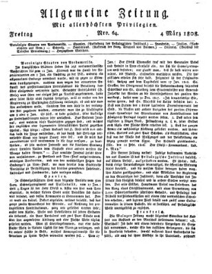 Allgemeine Zeitung Freitag 4. März 1808