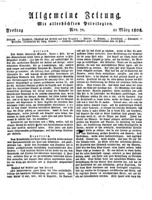 Allgemeine Zeitung Freitag 11. März 1808