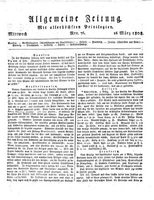 Allgemeine Zeitung Mittwoch 16. März 1808