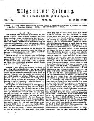 Allgemeine Zeitung Freitag 18. März 1808