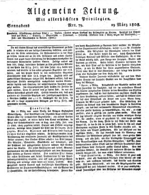 Allgemeine Zeitung Samstag 19. März 1808