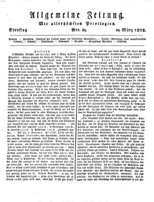 Allgemeine Zeitung Dienstag 29. März 1808