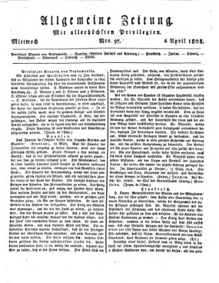 Allgemeine Zeitung Mittwoch 6. April 1808