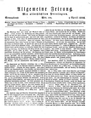 Allgemeine Zeitung Samstag 9. April 1808