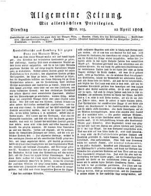 Allgemeine Zeitung Dienstag 12. April 1808