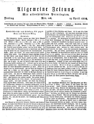 Allgemeine Zeitung Freitag 15. April 1808