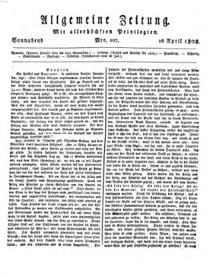 Allgemeine Zeitung Samstag 16. April 1808