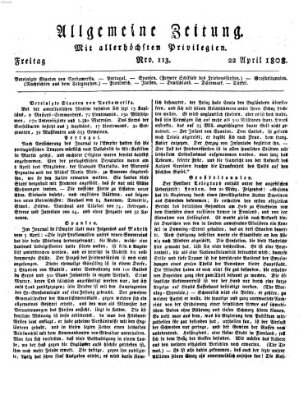 Allgemeine Zeitung Freitag 22. April 1808