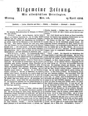 Allgemeine Zeitung Montag 25. April 1808