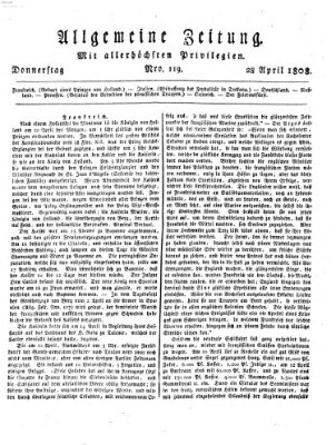 Allgemeine Zeitung Donnerstag 28. April 1808