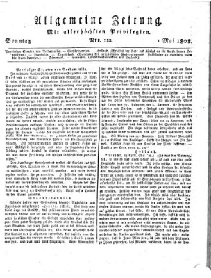 Allgemeine Zeitung Sonntag 1. Mai 1808