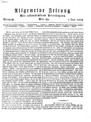 Allgemeine Zeitung Mittwoch 1. Juni 1808