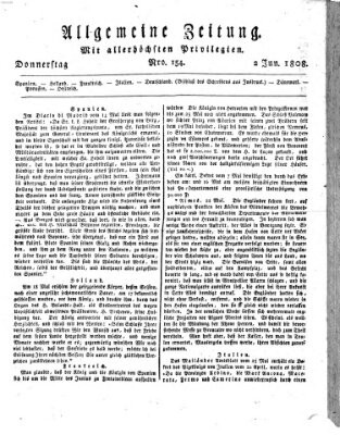 Allgemeine Zeitung Donnerstag 2. Juni 1808