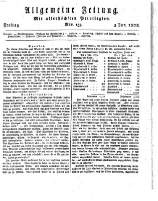 Allgemeine Zeitung Freitag 3. Juni 1808