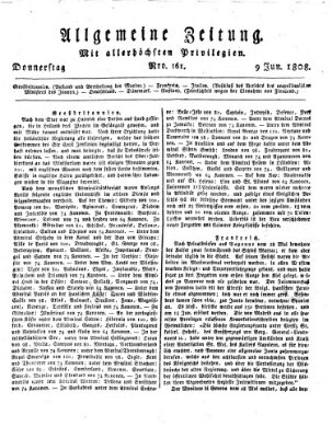 Allgemeine Zeitung Donnerstag 9. Juni 1808