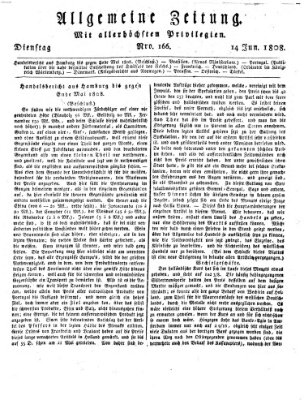 Allgemeine Zeitung Dienstag 14. Juni 1808