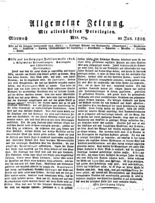 Allgemeine Zeitung Mittwoch 22. Juni 1808