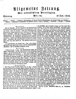 Allgemeine Zeitung Sonntag 26. Juni 1808