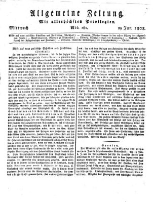 Allgemeine Zeitung Mittwoch 29. Juni 1808