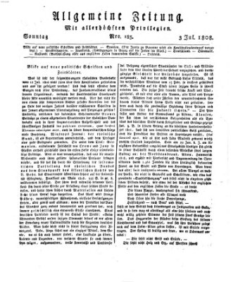 Allgemeine Zeitung Sonntag 3. Juli 1808