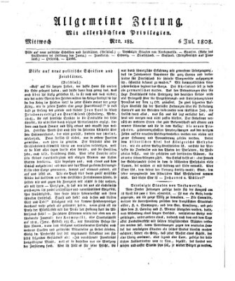 Allgemeine Zeitung Mittwoch 6. Juli 1808