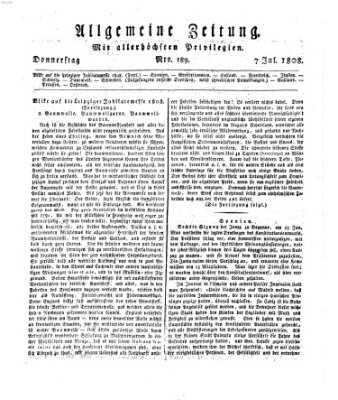 Allgemeine Zeitung Donnerstag 7. Juli 1808