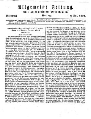 Allgemeine Zeitung Mittwoch 13. Juli 1808