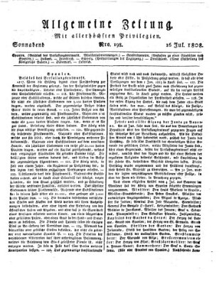 Allgemeine Zeitung Samstag 16. Juli 1808